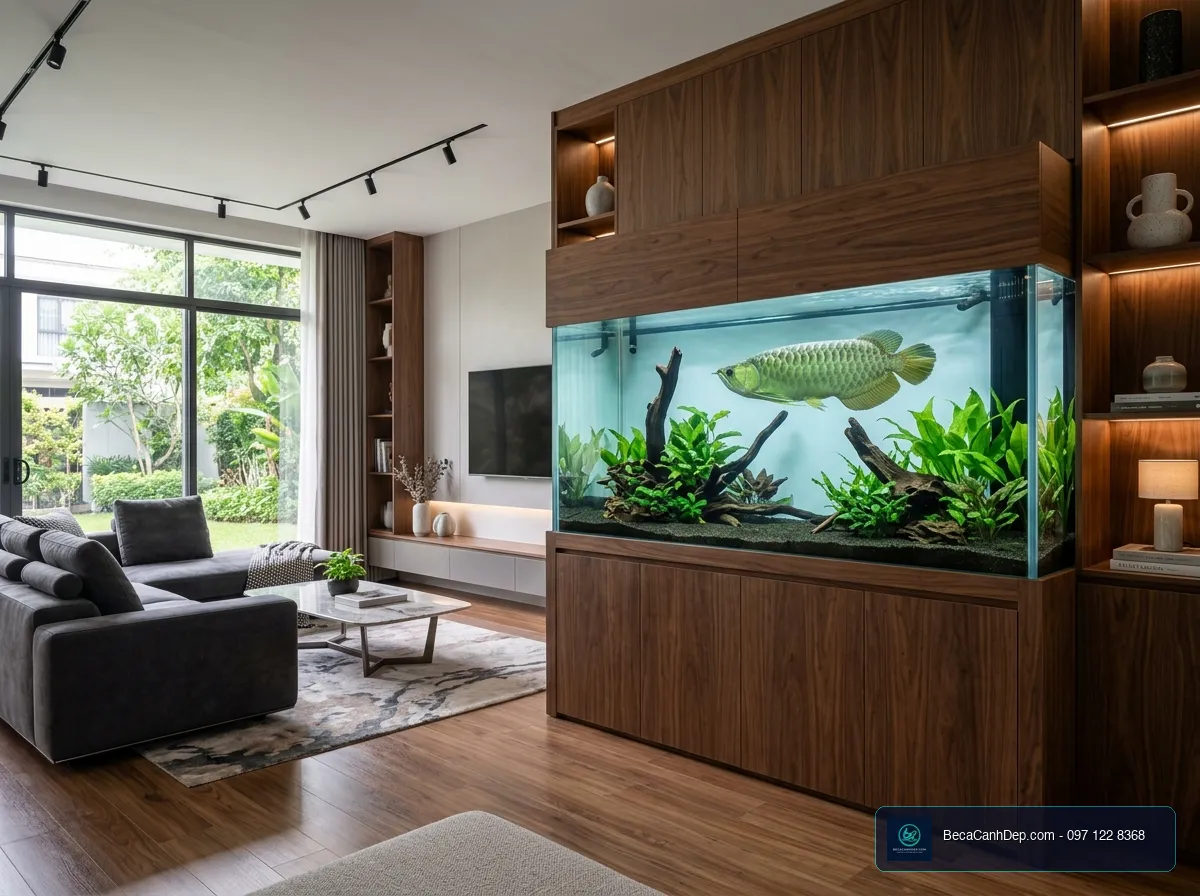 Thiết kế bể cá công nghệ mới nuôi cá rồng Thanh Long sang trọng
